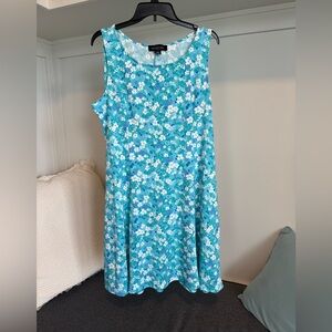 Perceptions Sleeveless Blue Floral Swing Dress size Petite XL